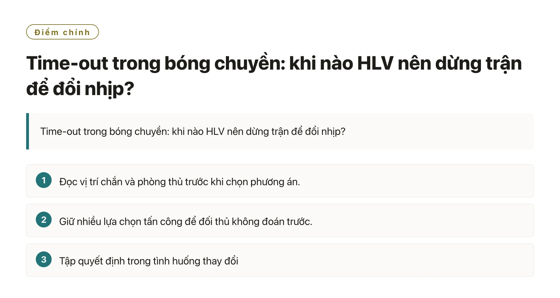 Time-out trong bóng chuyền: khi nào HLV nên dừng trận để đổi nhịp?——全文要点速览