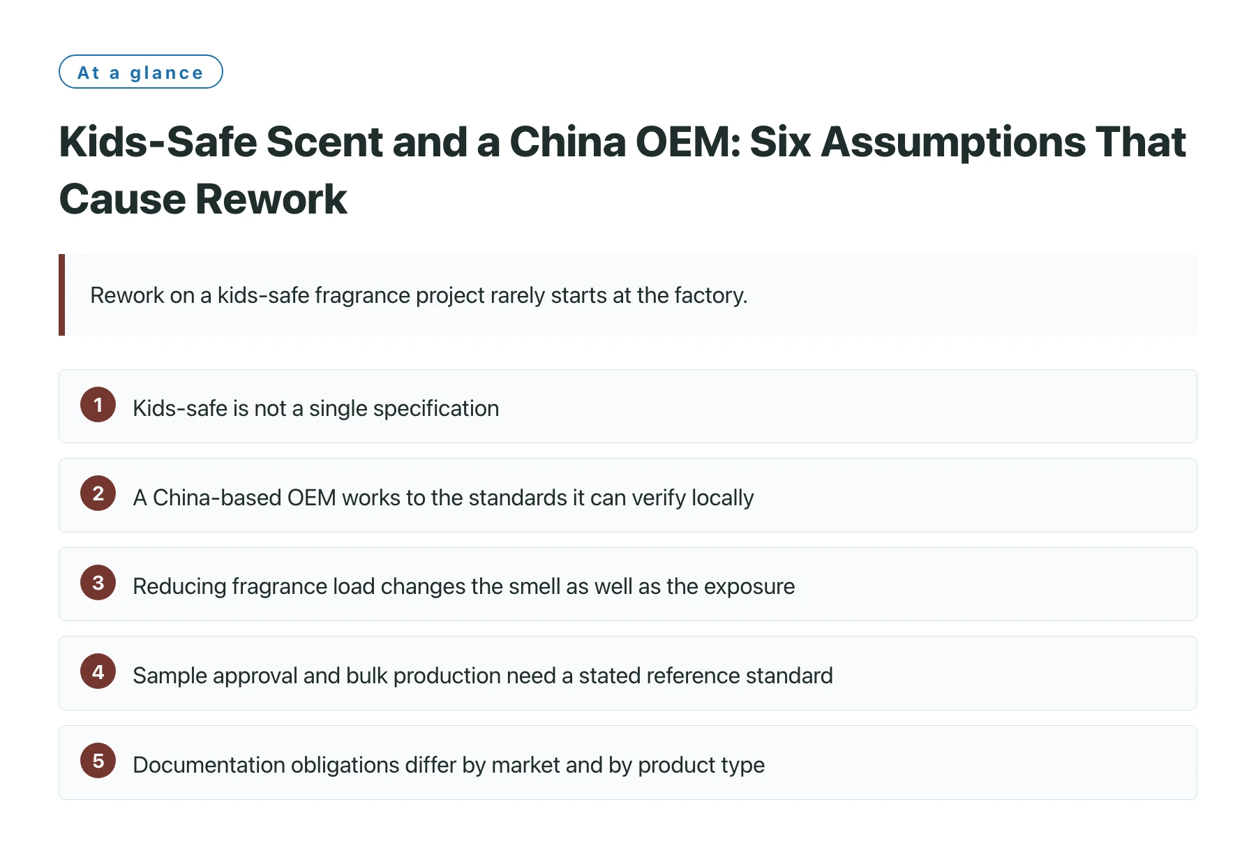 Kids-Safe Scent and a China OEM: Six Assumptions That Cause Rework——全文要点速览